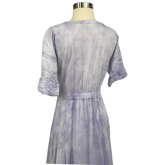 LoveShackFancy Edie Lilac Violet Cotton Midi Dress Size XS Short Sleeve - Picture 8 of 16